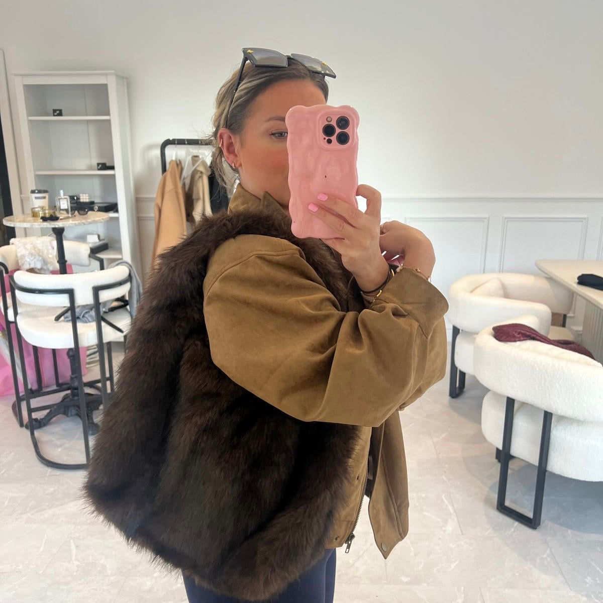 Faux Fur Slouchy Tote Bag