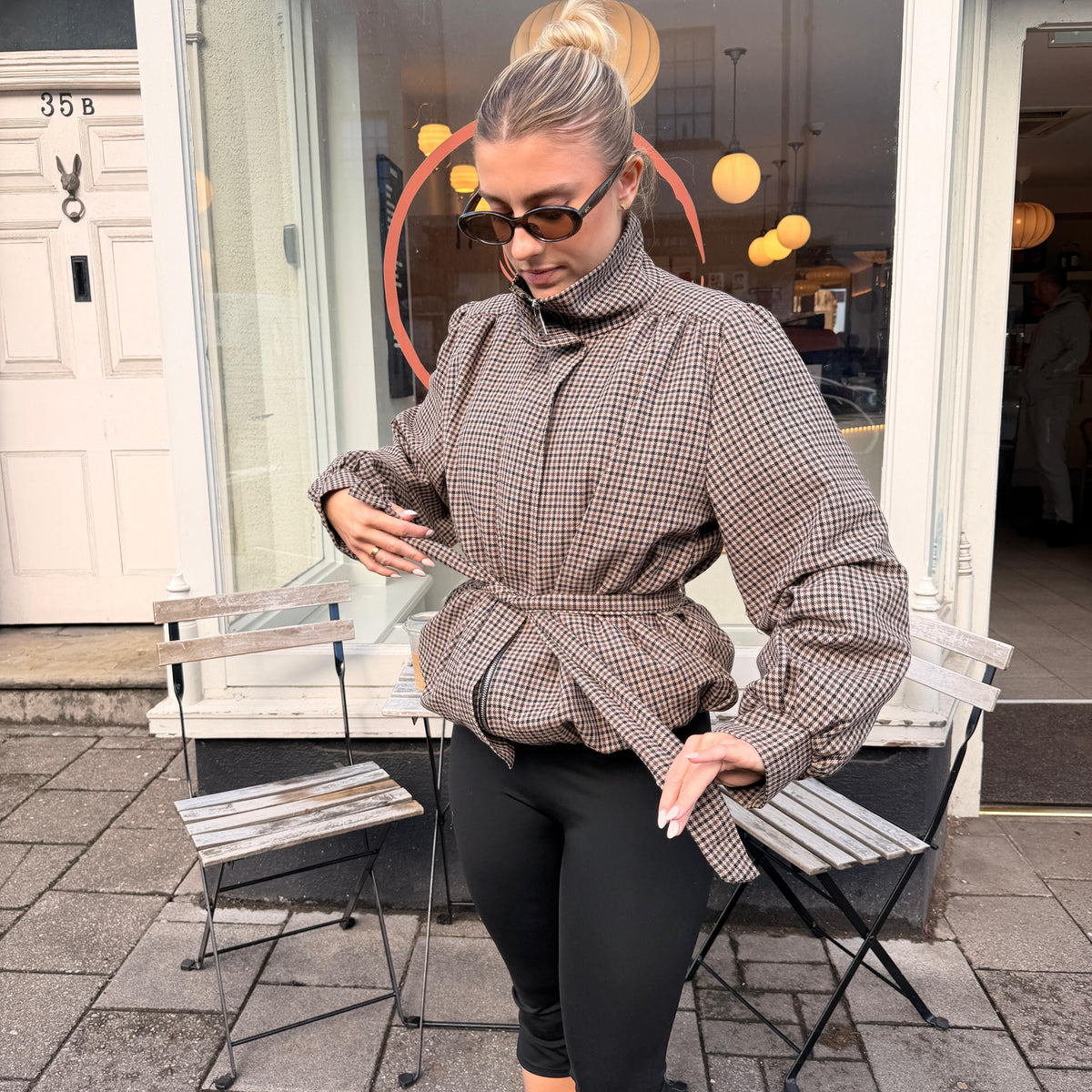 Piper Checkered Balloon Sleeve Jacket