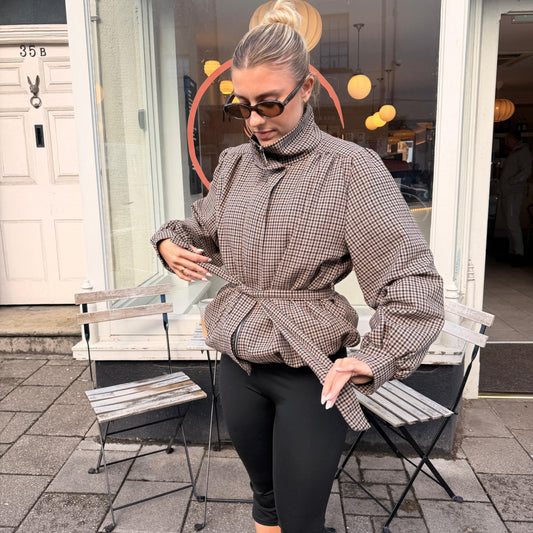 Piper Checkered Balloon Sleeve Jacket