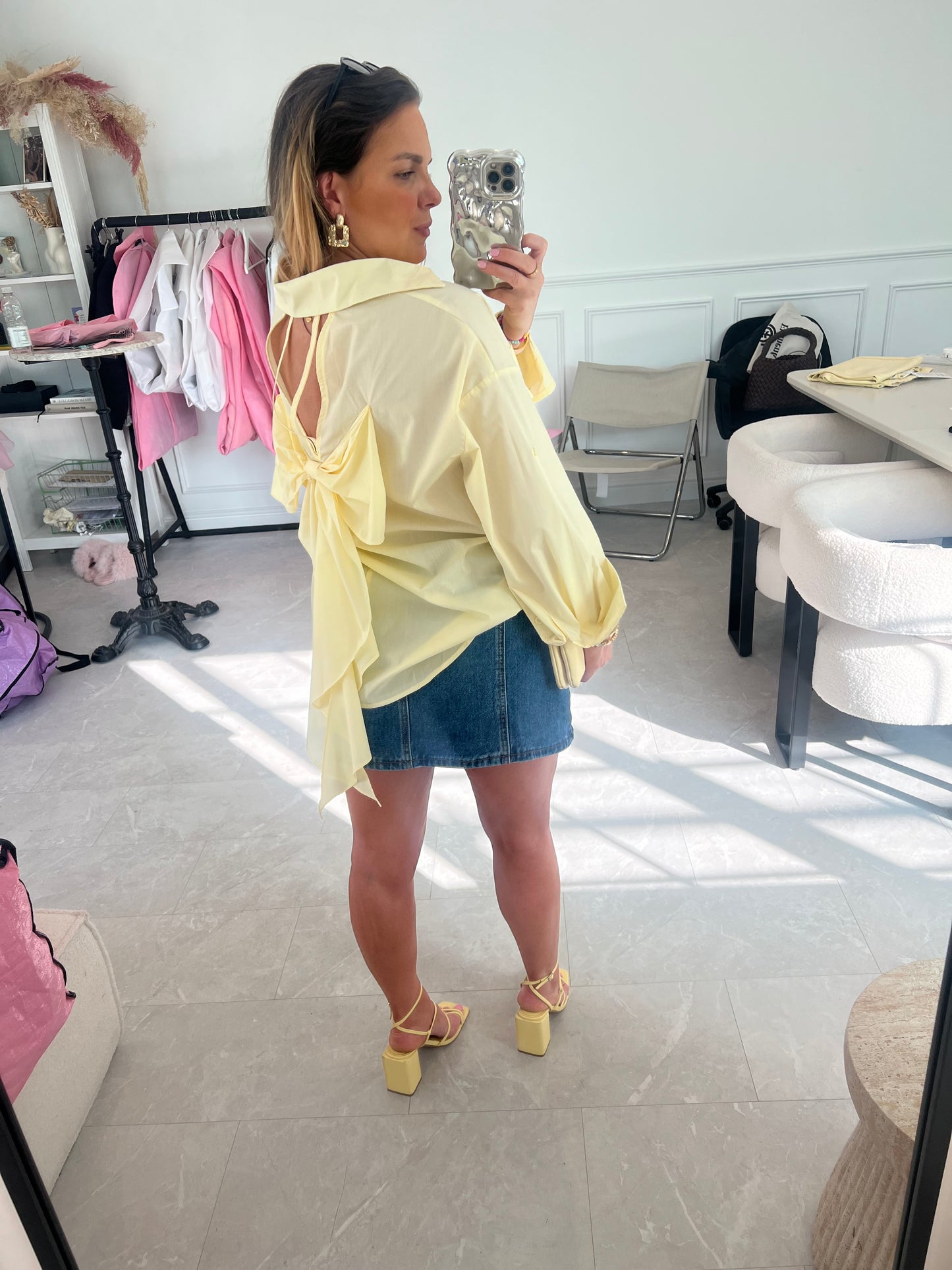 Kayla Cut Out Bow Back Shirt