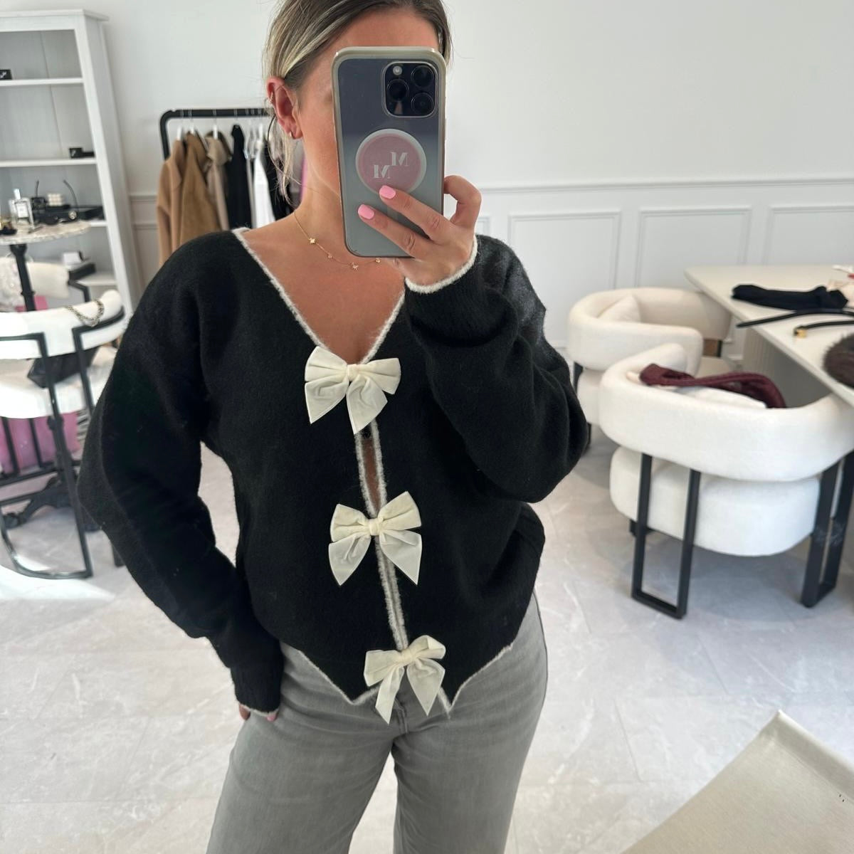 Cara Bow Back Jumper