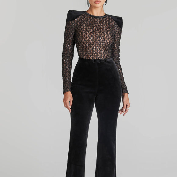 RENT £85 | BUY £260 Nadine Merabi Amanda Black Jumpsuit-  RRP £325