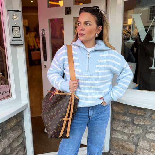Carla Half Zip Striped Jumper