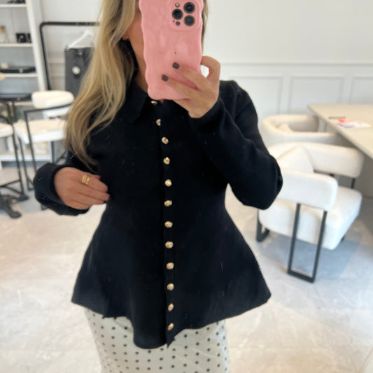 Diana Peplum Collared Cardigan