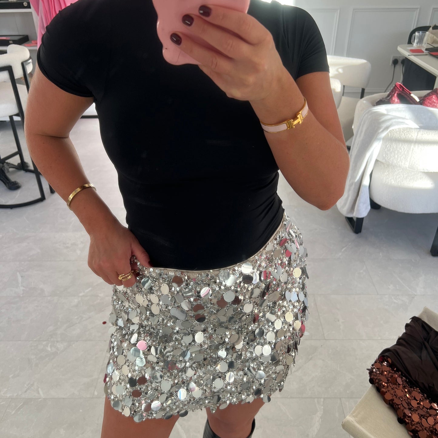 Bella Sequin Mini Disco Skirt