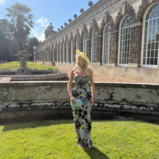 RENT | BUY Bronx & Banco Dahlia Baby Blue Yellow Multi Maxi Dress