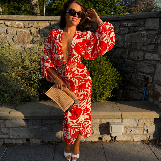 Lorna Leaf Print Top & Skirt Set