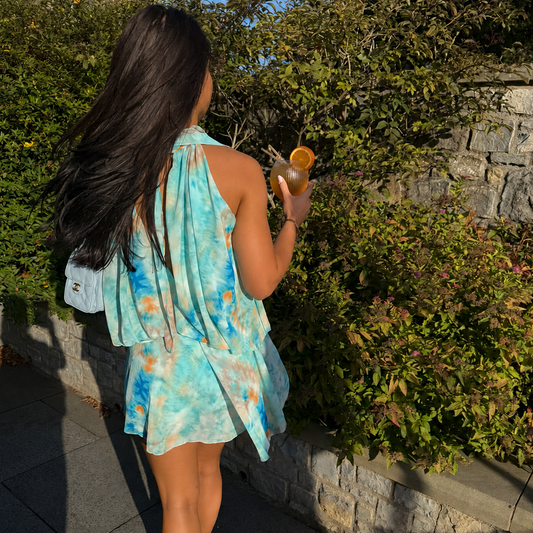 Tie Dye Chiffon Halterneck Playsuit