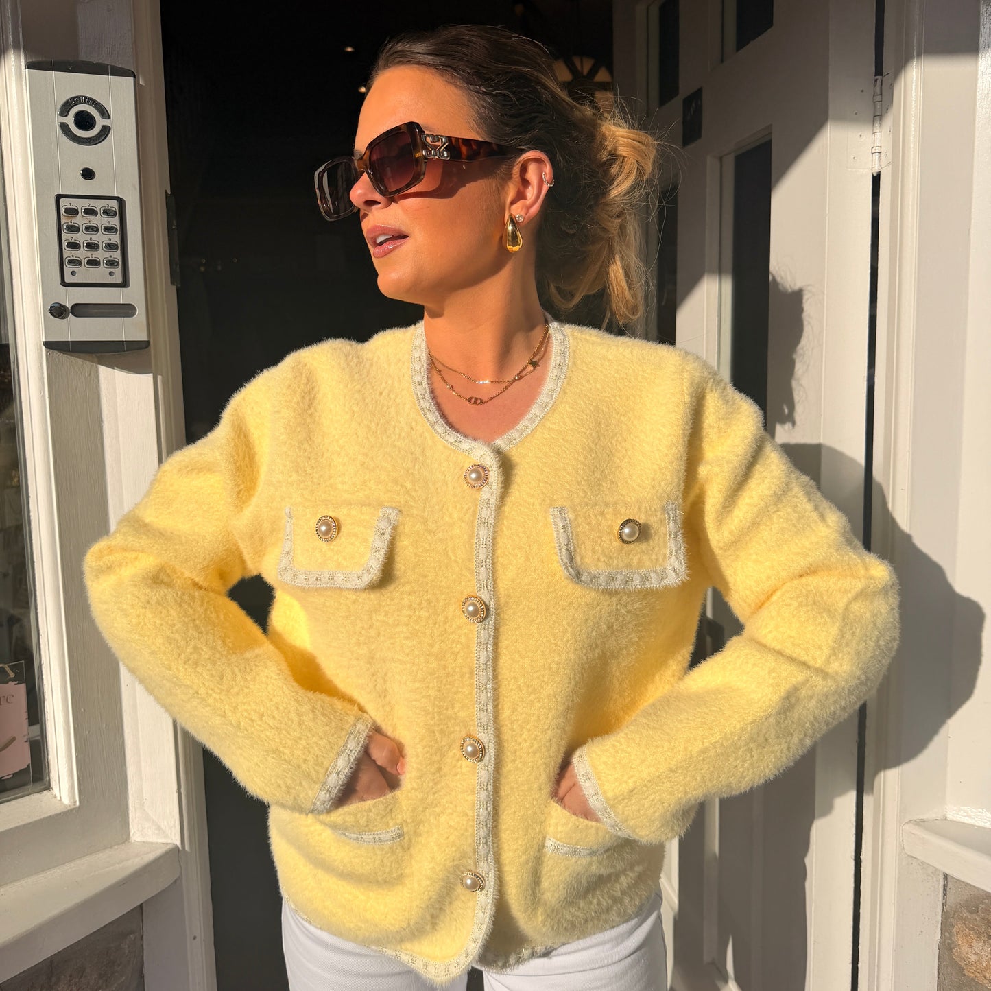 Marley Fluffy Knit Contrast Cardigan