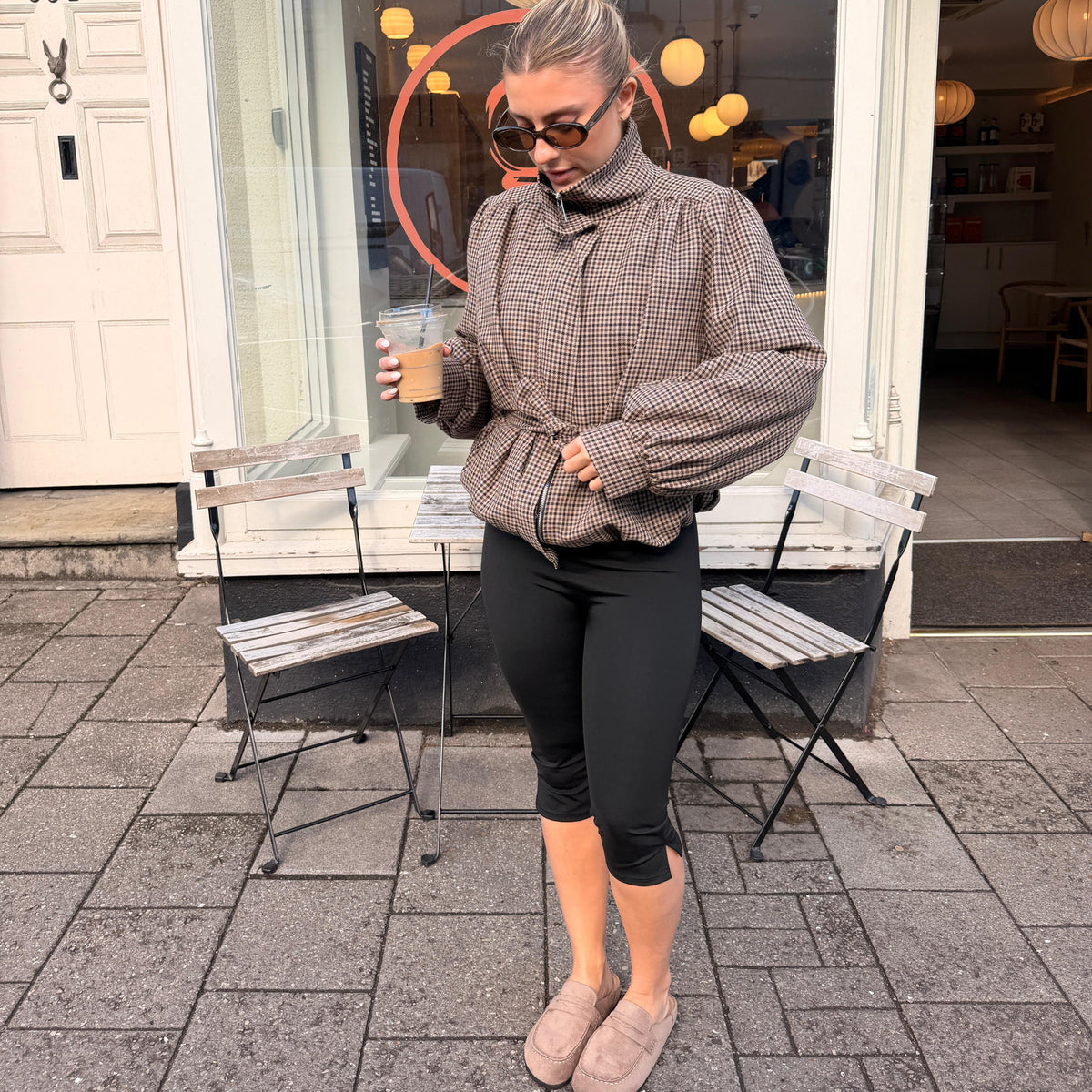Piper Checkered Balloon Sleeve Jacket