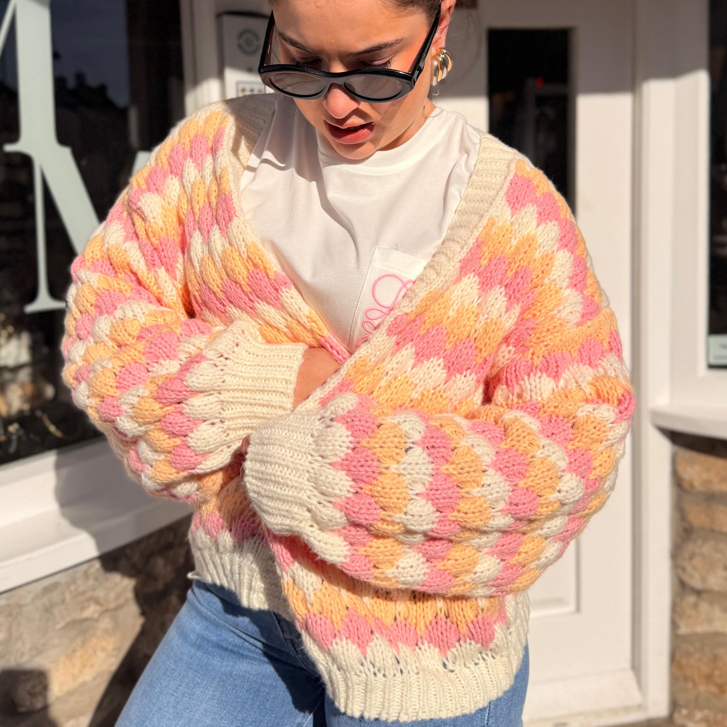 Malory Striped Chunky Knit Cardigan