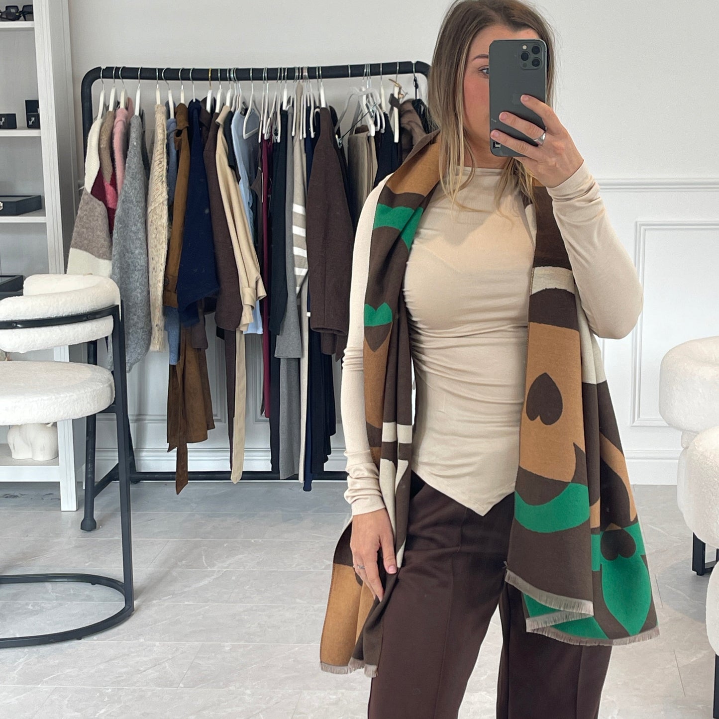 Elle Motif Wool Blend Scarf