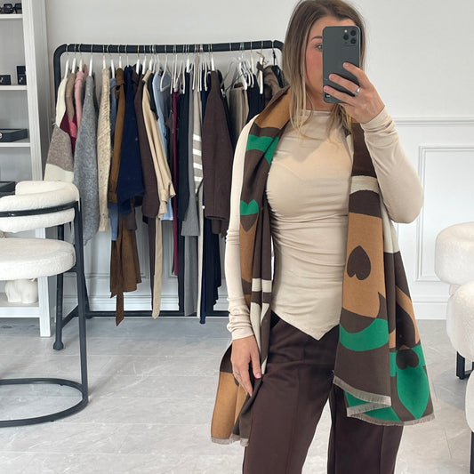 Elle Motif Wool Blend Scarf