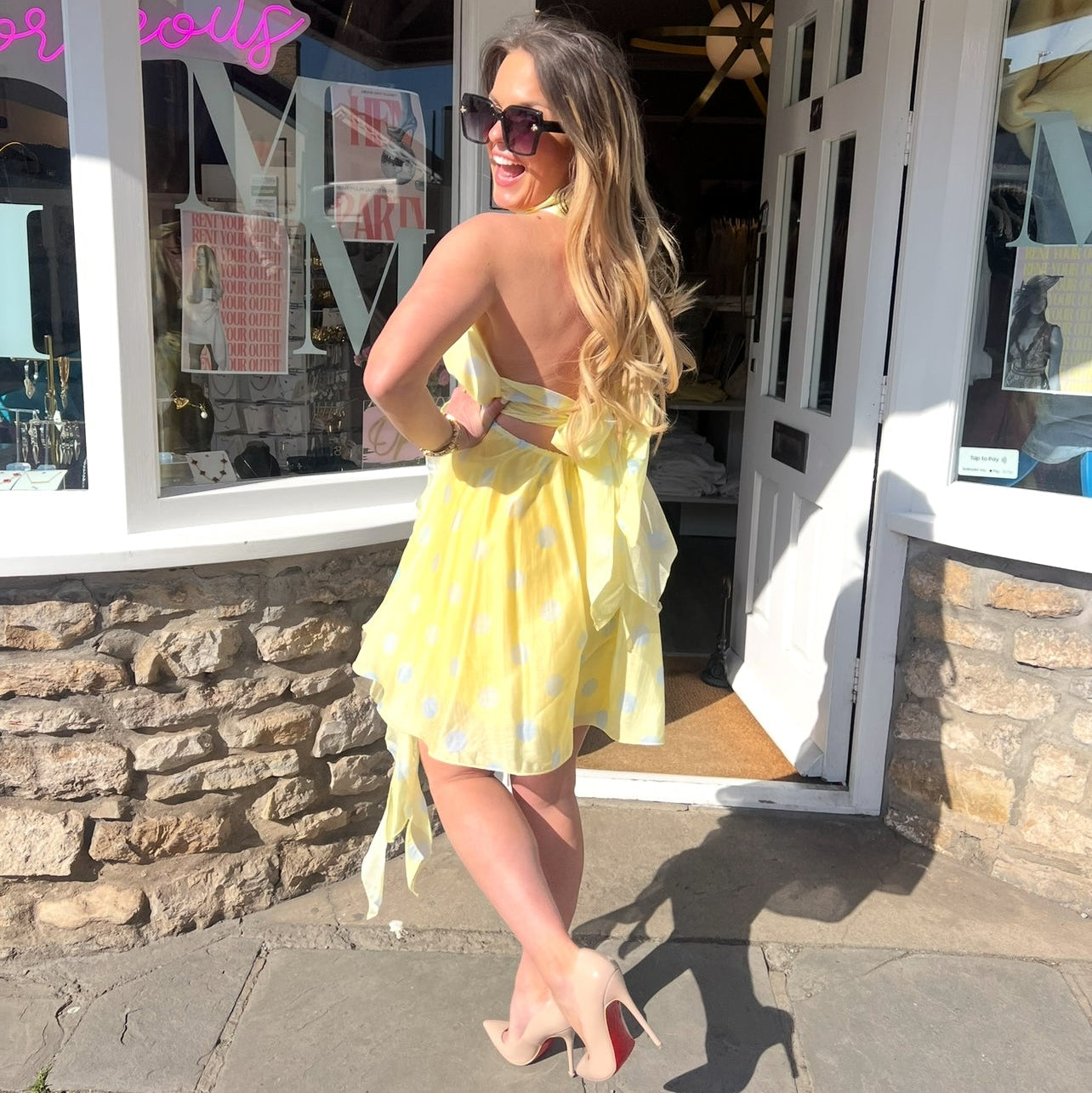 Nancy Polka Dot Halter Mini Dress