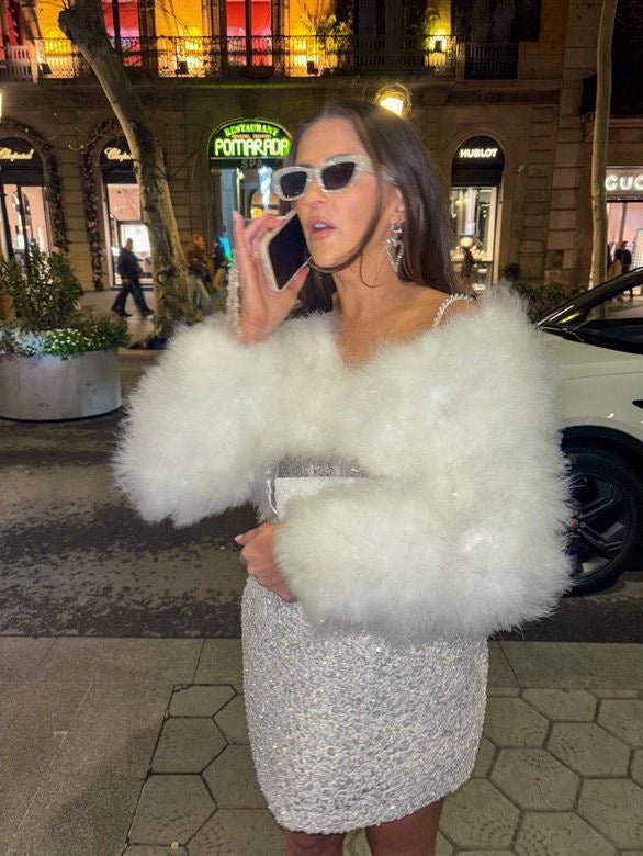 SAMPLE SALE Nadine Merabi Leona White Jacket - size S