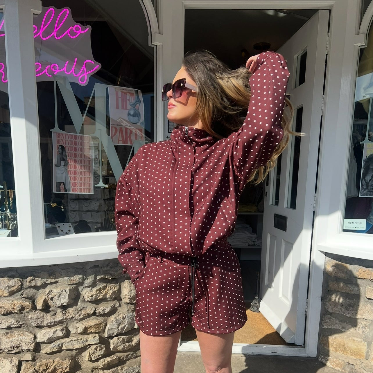 Demi Polka Dot Jacket & Shorts Set