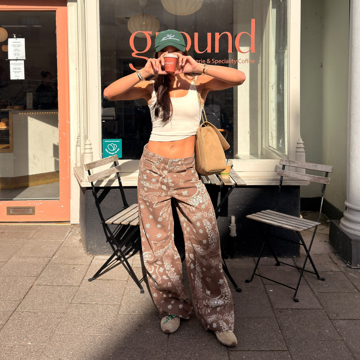 Paisley Print Wide Leg Jeans