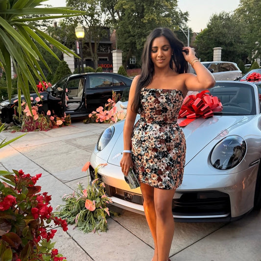RENT | BUY Bronx & Banco Maraya Floral Sequin Mini Dress