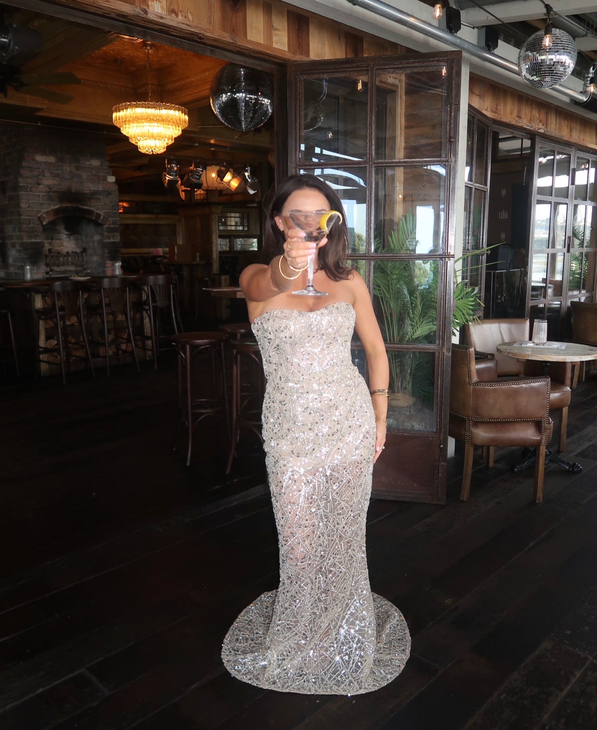 RENT | BUY Bronx & Banco Giselle Silver Sequin Gown