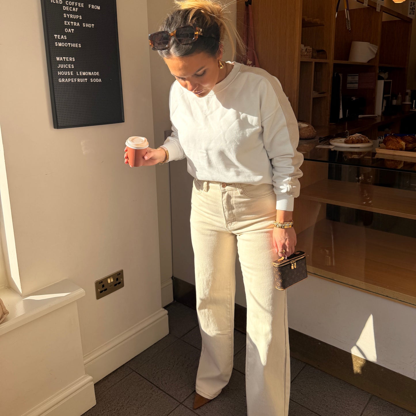 Bonnie Beige Wide Leg Jeans