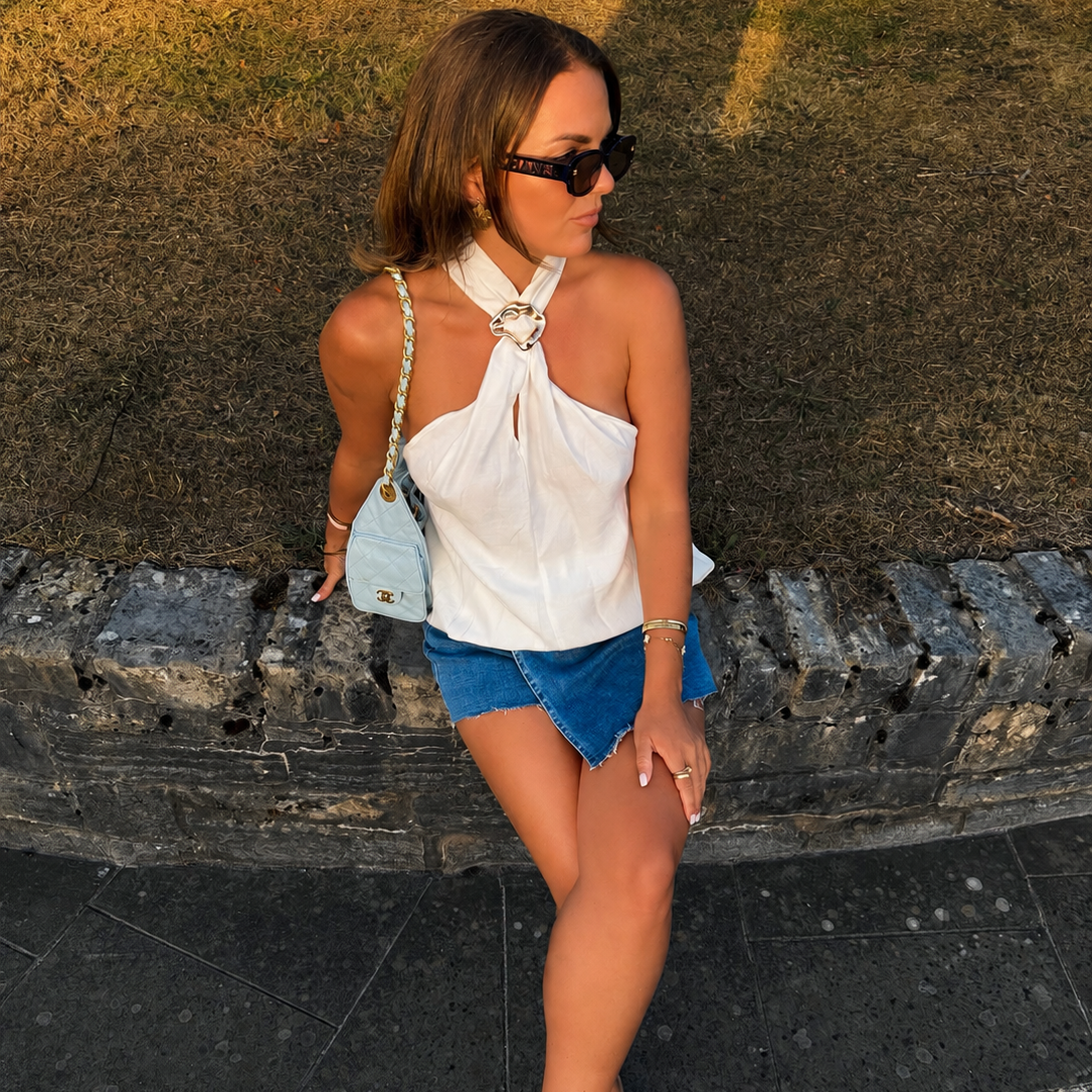 Denim Overlap Skort