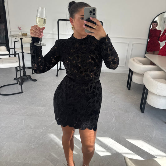 SAMPLE SALE Nadine Merabi Lydia Black Dress - Size S/M