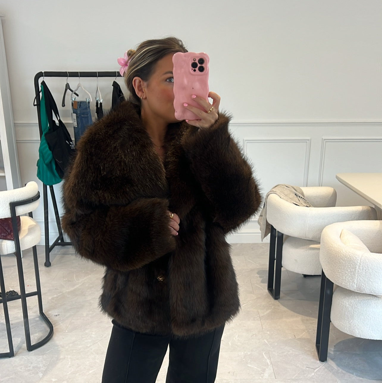 Reeva Oversized Lapel Faux Fur Jacket