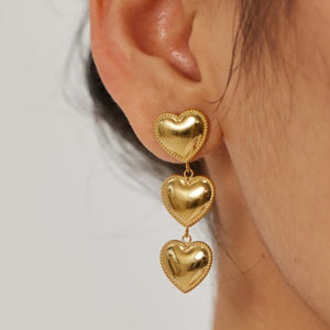 Heart Drop Stud Earrings