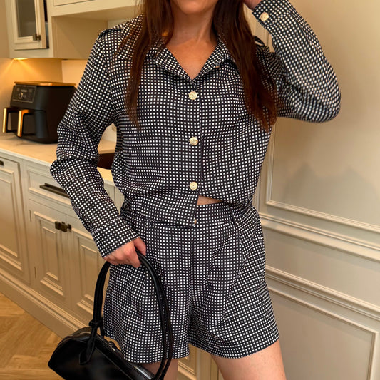 Cleo Check Cropped Jacket & Shorts Set