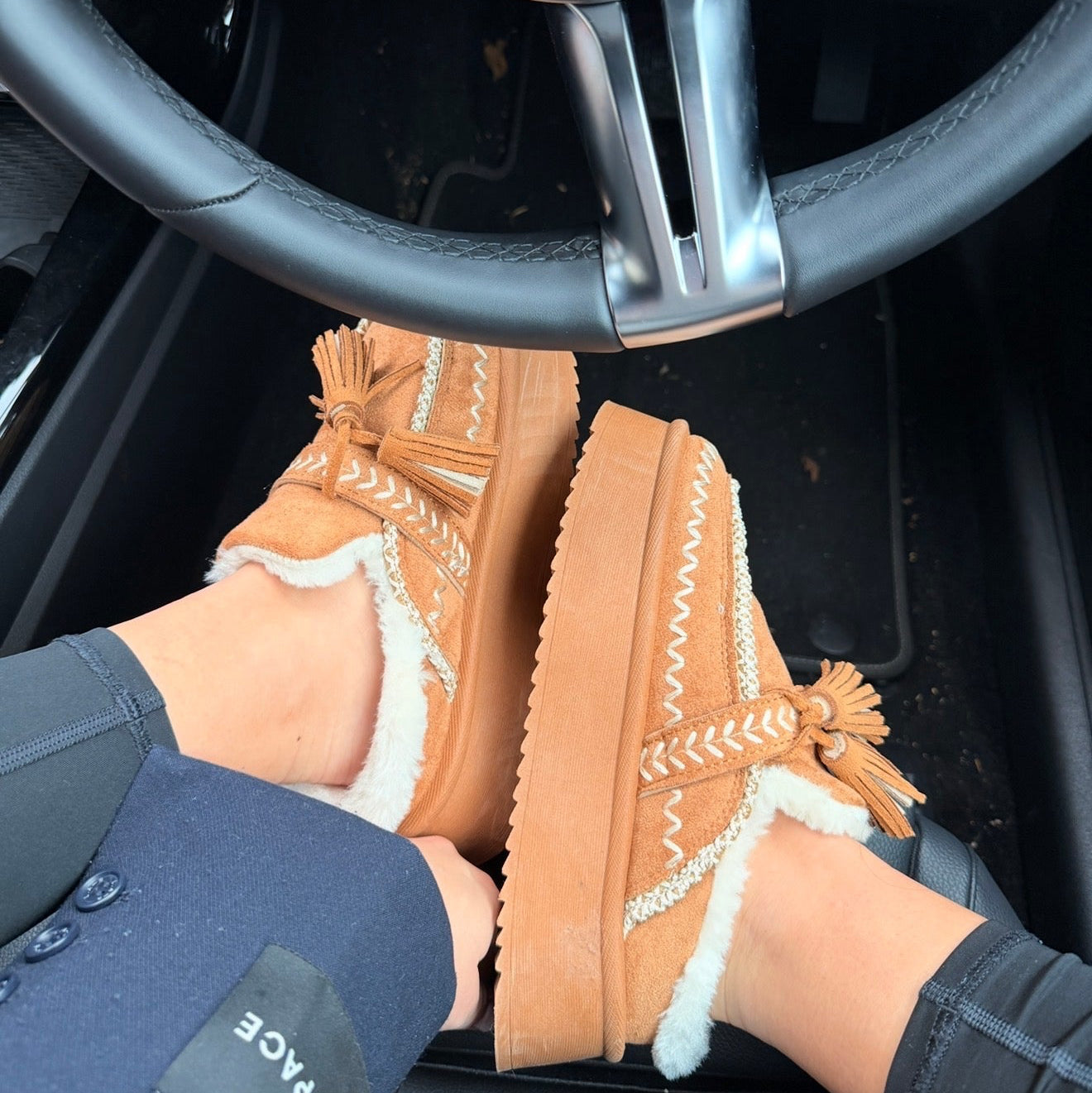 Fur Lined Platform Mules