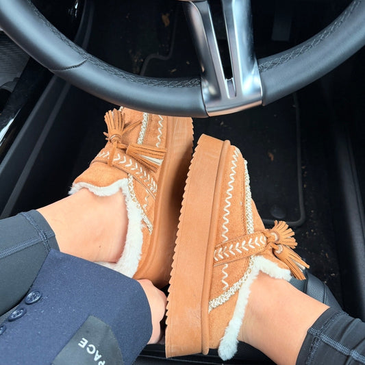 Fur Lined Platform Mules