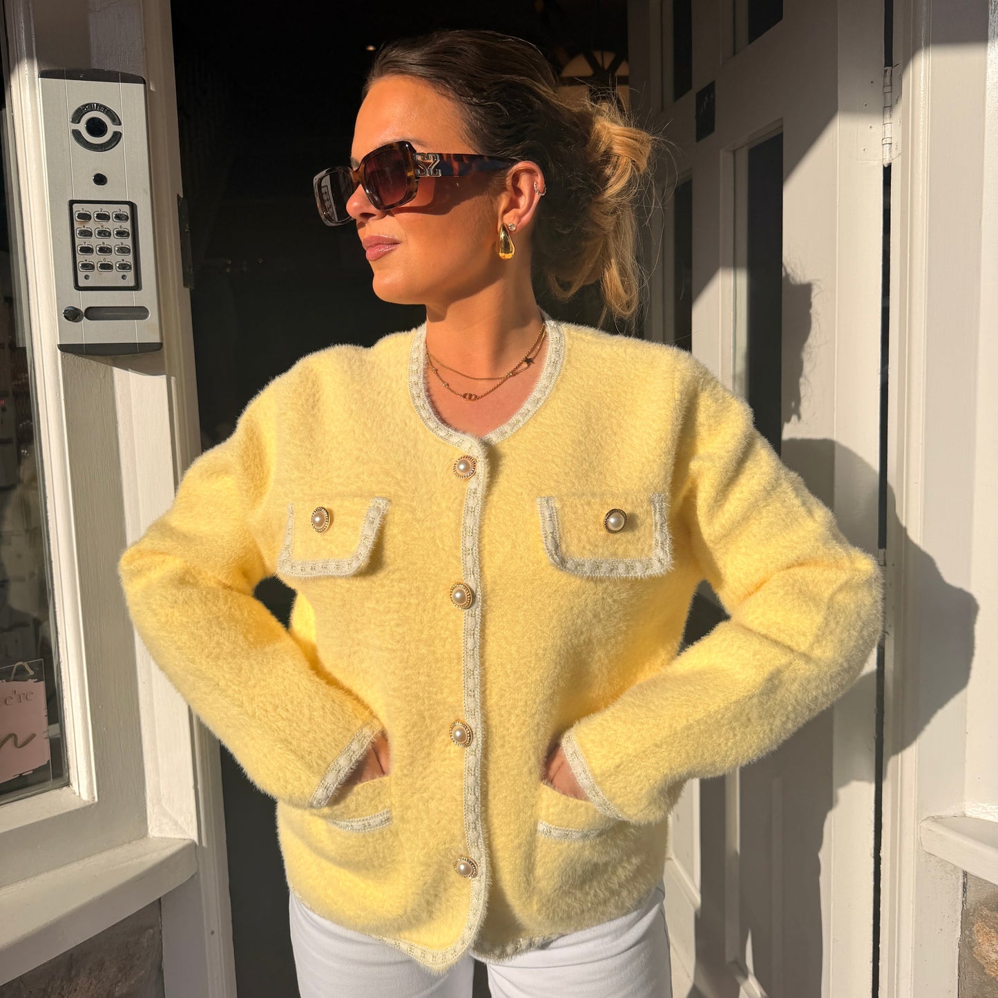 Marley Fluffy Knit Contrast Cardigan