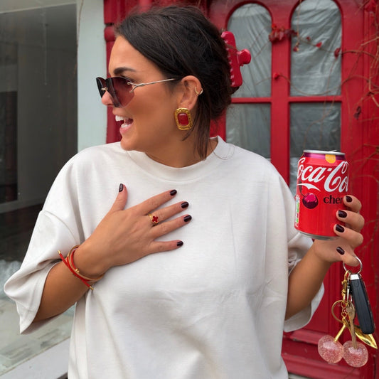Ruby Rectangular Huggie Earrings