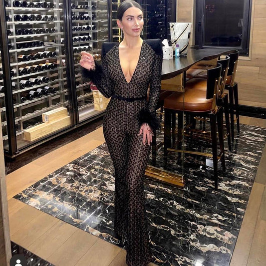 RENT £93 | BUY £345 Nadine Merabi Rachel Black Jumpsuit - RRP £345