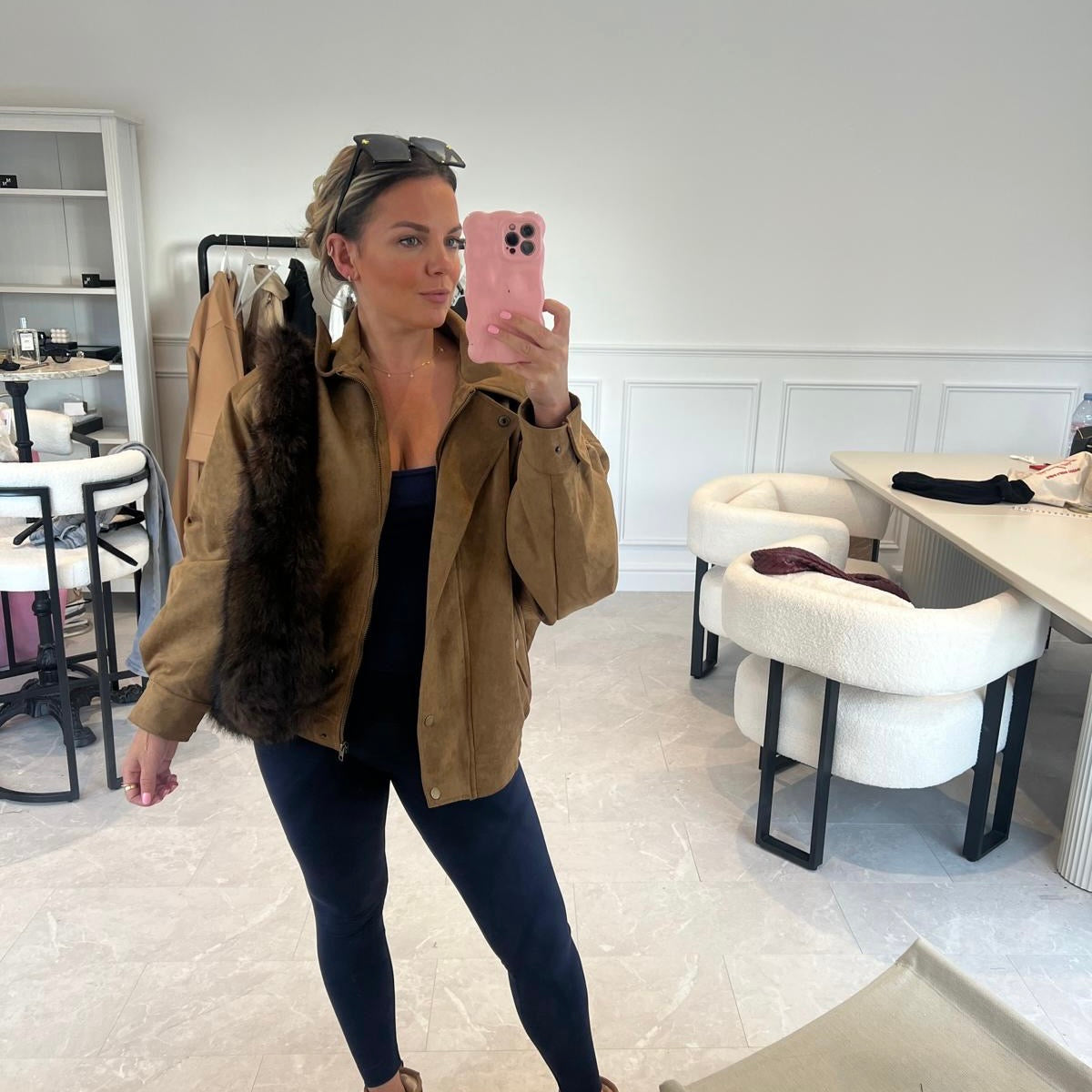 Faux Fur Slouchy Tote Bag