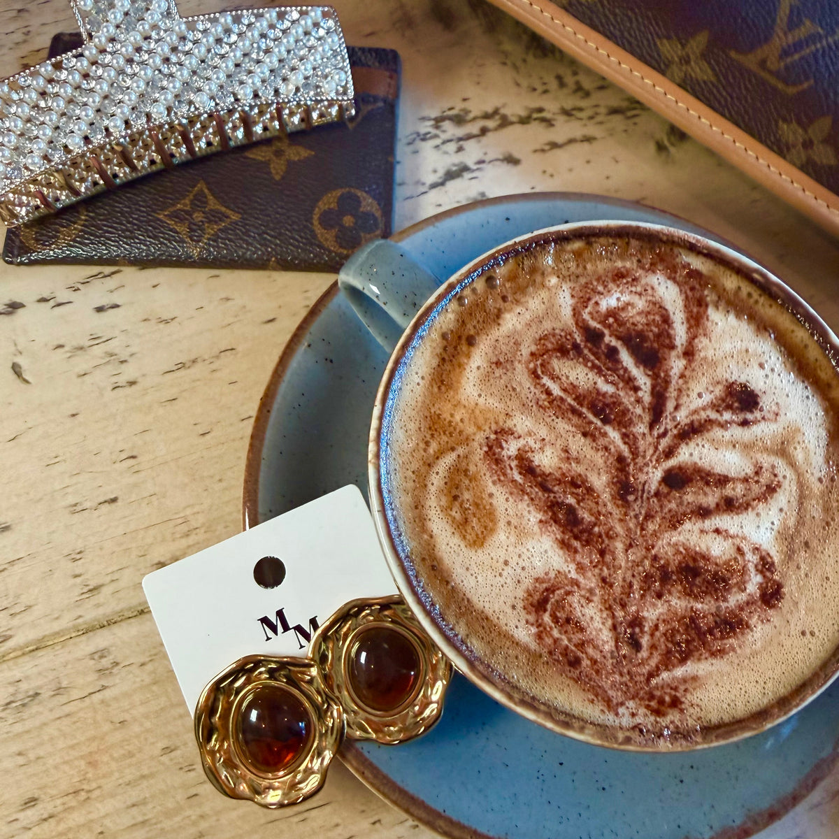 Coffee Oval Huggie Earrings