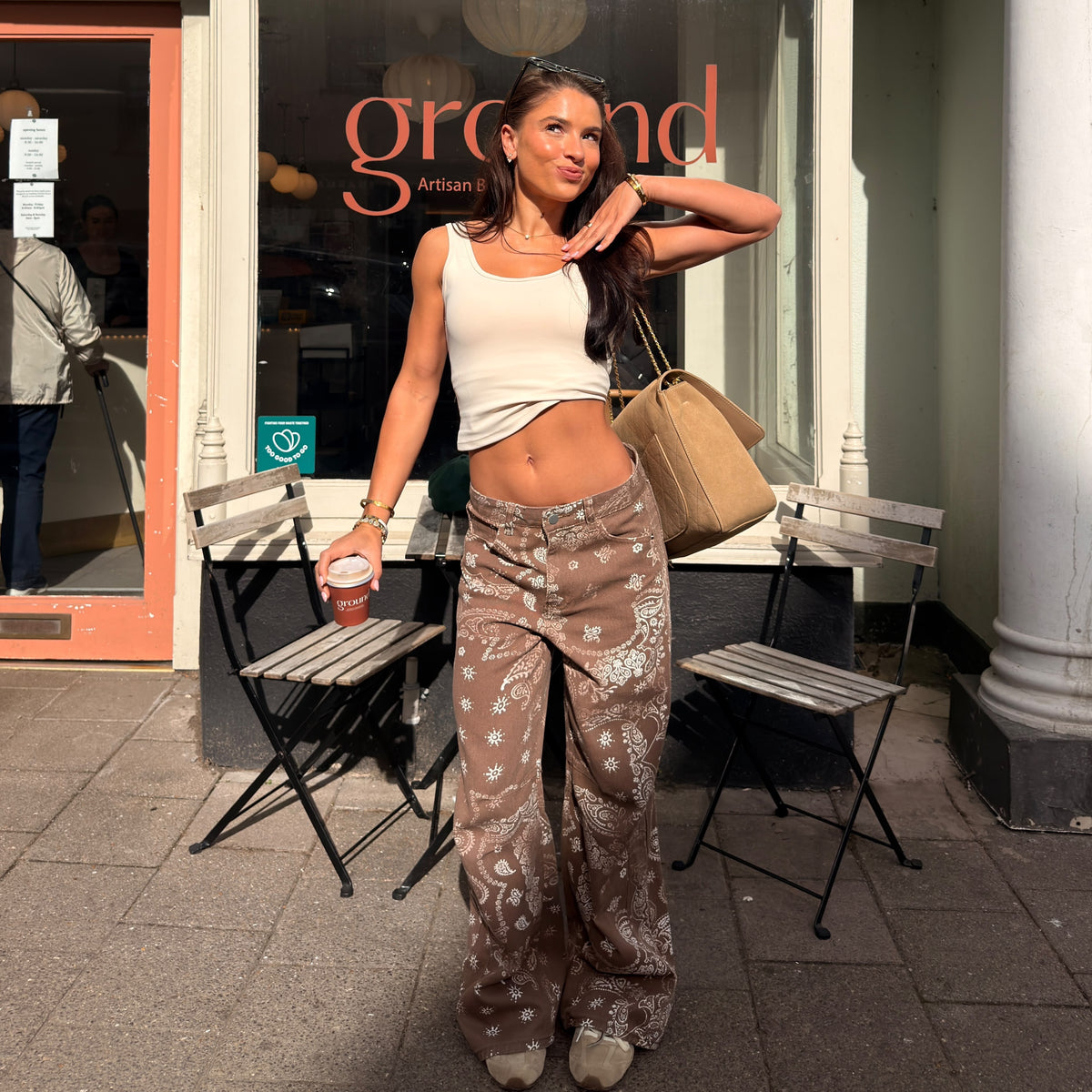 Paisley Print Wide Leg Jeans