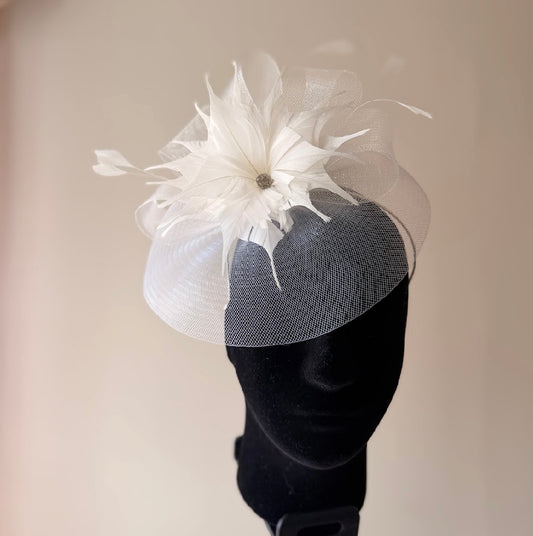 RENT  | White Amelia Fascinator