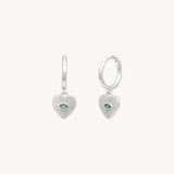 Evil Eye Emerald Heart Huggie Earrings