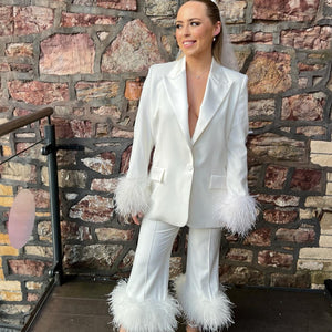 RENT  £115 | BUY £280 Nadine Merabi Margot Feather Suit - RRP £465