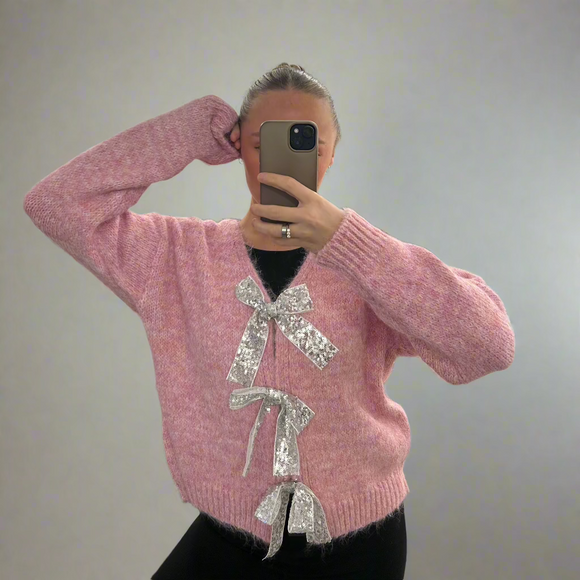 Billie Sequin Bow Back Jumper