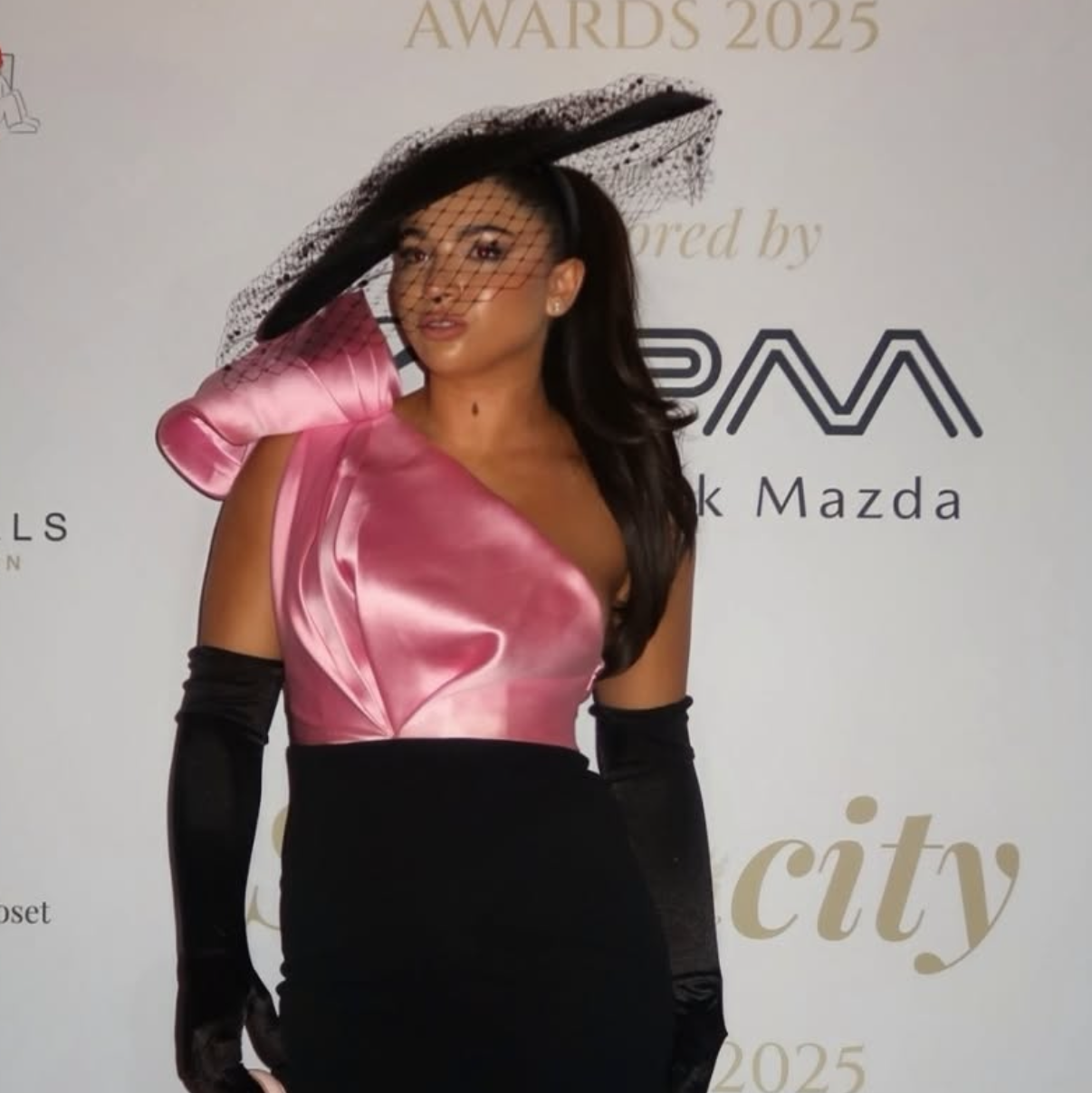 RENT | BUY Solace London Rennie Pink & Black Dress