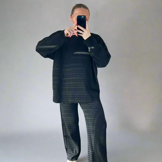 Tie Front Knitted Cardigan & Trousers Set