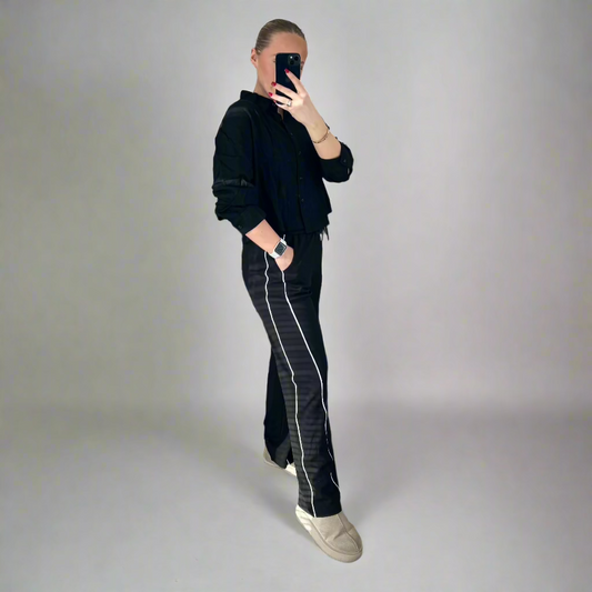 Striped Flare Hem Trousers
