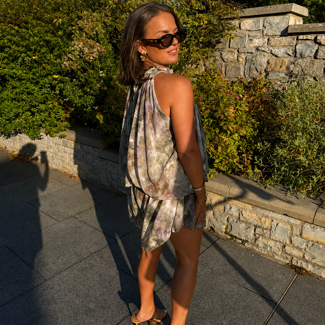 Tie Dye Chiffon Halterneck Playsuit