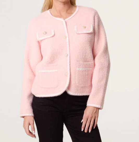 Marley Fluffy Knit Contrast Cardigan