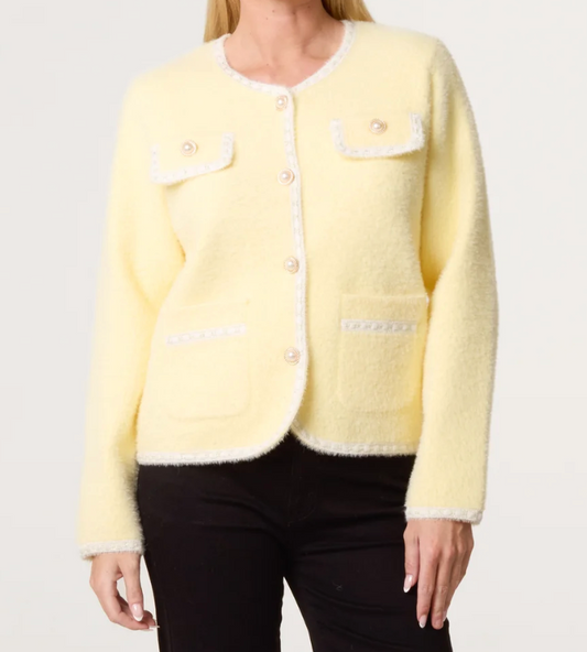 Marley Fluffy Knit Contrast Cardigan
