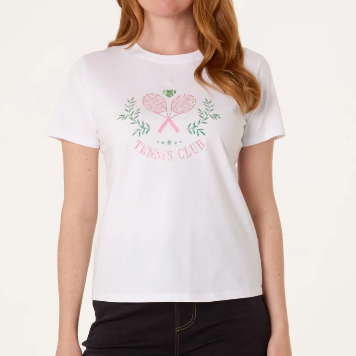 ‘Tennis Club’ Embellished T-shirt