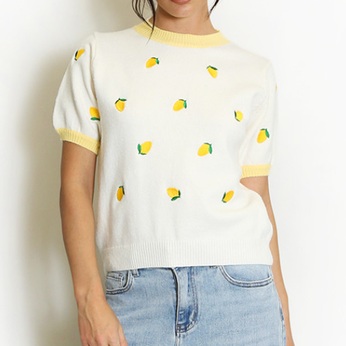Embroidered Mini Lemon Jumper