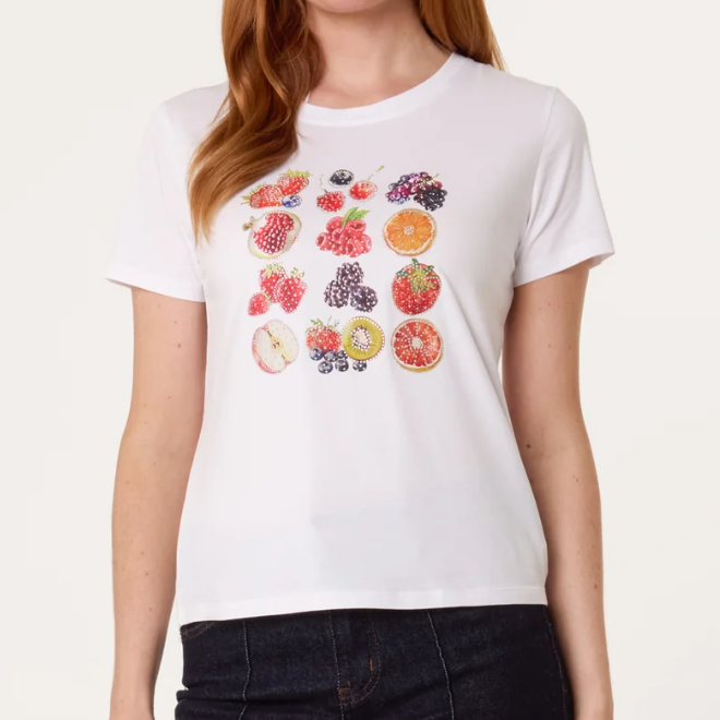 ‘Fruit’ Embellished T-shirt
